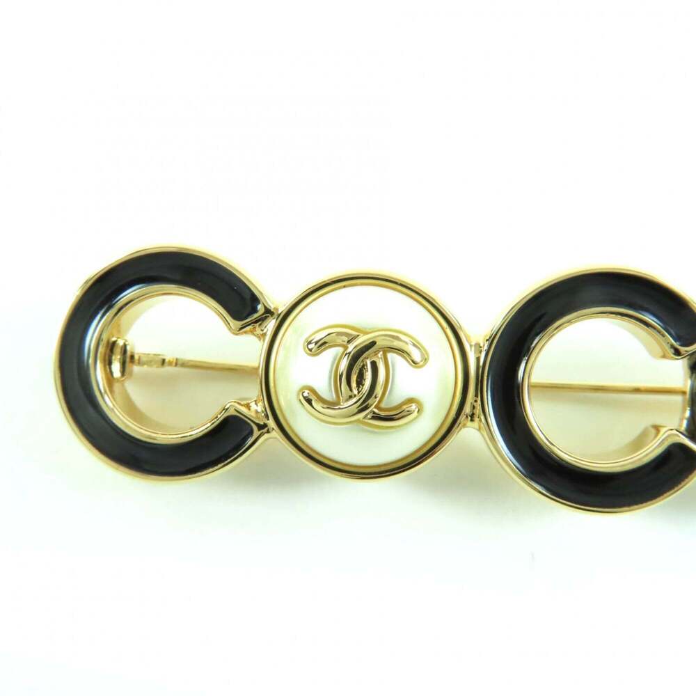 CHANEL Authentic Black Pearl Logo Brooch - Picture 5 of 8